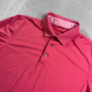 Greyson Mens Pink Short Sleeve Performance Golf Polo Shirt Wolf Logo